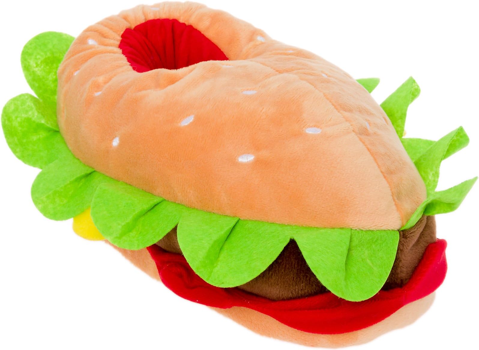 Hamburger Slippers - Plush Cheeseburger Slippers Novelty House Shoe