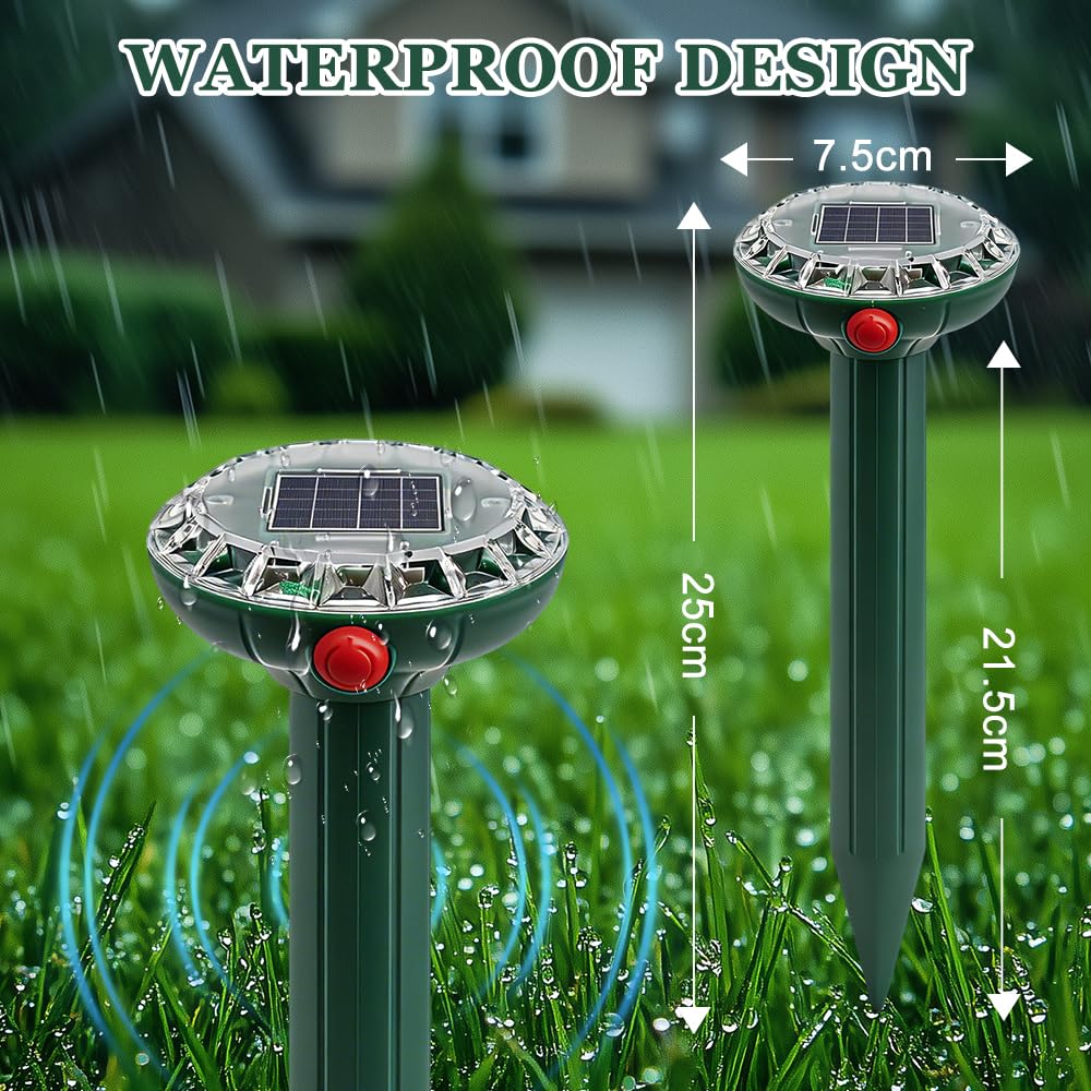 Scaccia Ultrasuoni Solare, Dissuasori per Talpe Professionali, Ideali per terrazze, Giardini e Prati, Coprono Un'Ampia Superficie