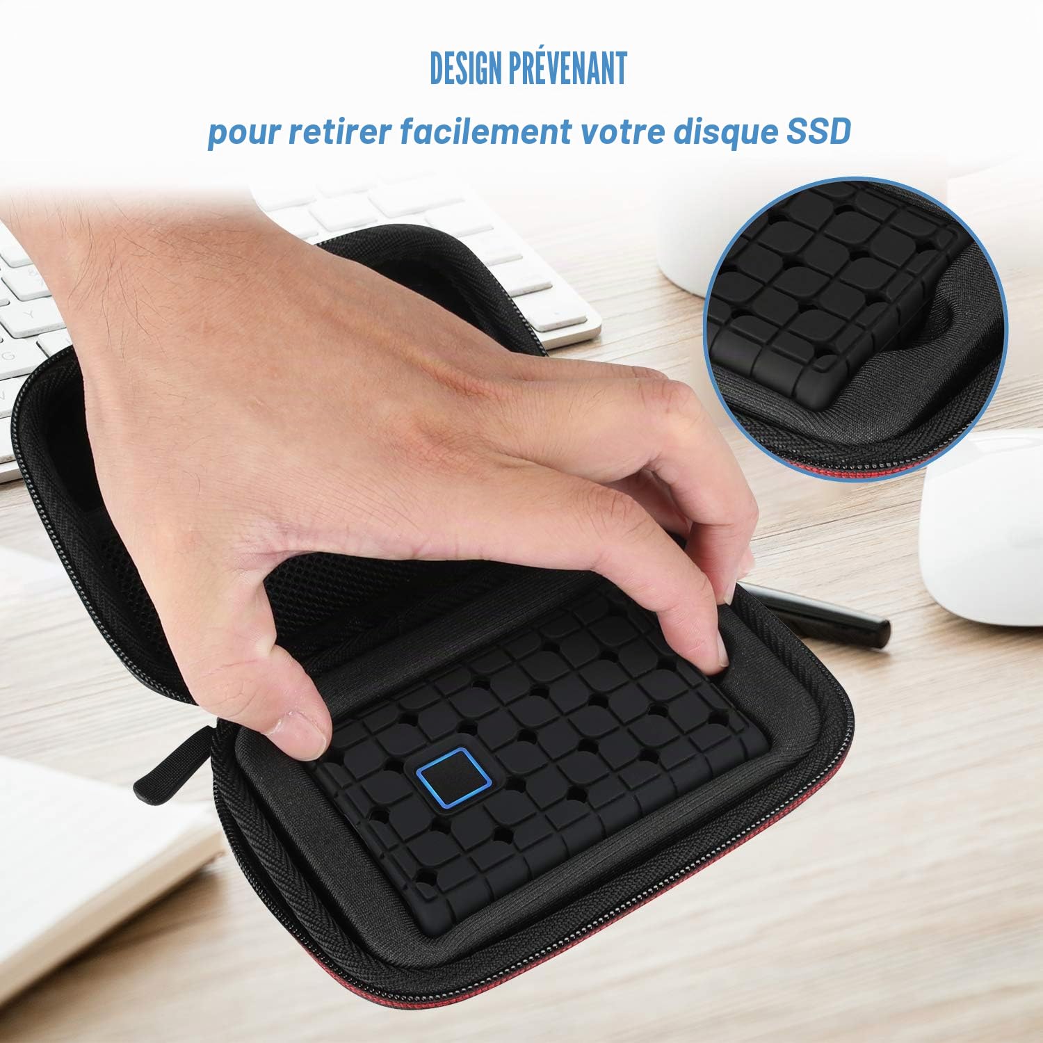 ProCase Étui SSD Samsung T7 T7 Touch Silicone Housse Voyage Portable Externe Coque Rigide Poche Filet Noir