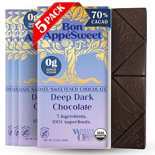 Miniatura 1 de Bon AppéSweet - Barra de chocolate endulzada de primera calidad oscura profunda cero azúcares añadidos a base de plantas sin lácteos y veganos