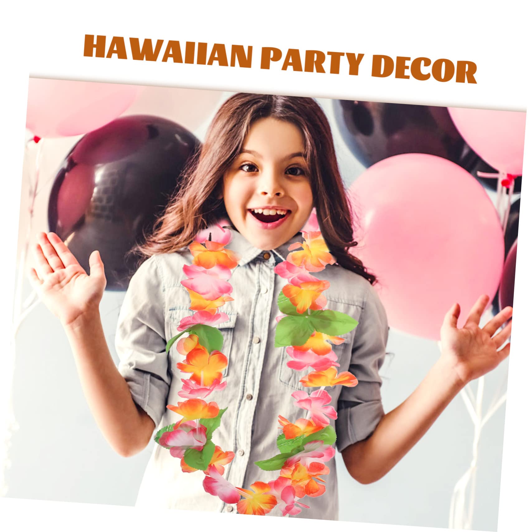 Amosfun 3juegos Conjunto De Guirnaldas Hawaianas Collar De Flores Diadema y Pulseras Para Fiestas Bodas y Luau Colores Vibrantes