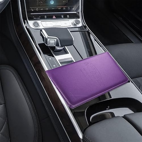 Miniatura 4 de Soporte para tarjeta de registro y seguro de automóvil, guantera de cuero para vehículos, documentos de automóvil, cartera organizadora para