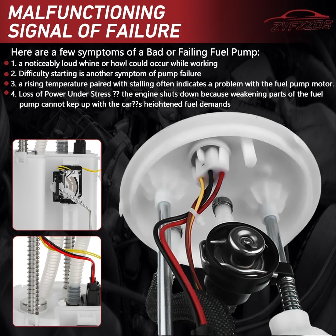 FIT Toyota Tundra 2000-2002 4.7L V8, Electric Fuel Pump Module Assembly with Fuel Level Sending Unit and Strainer, Replaces 83320-34030 HP10253 SP9006H