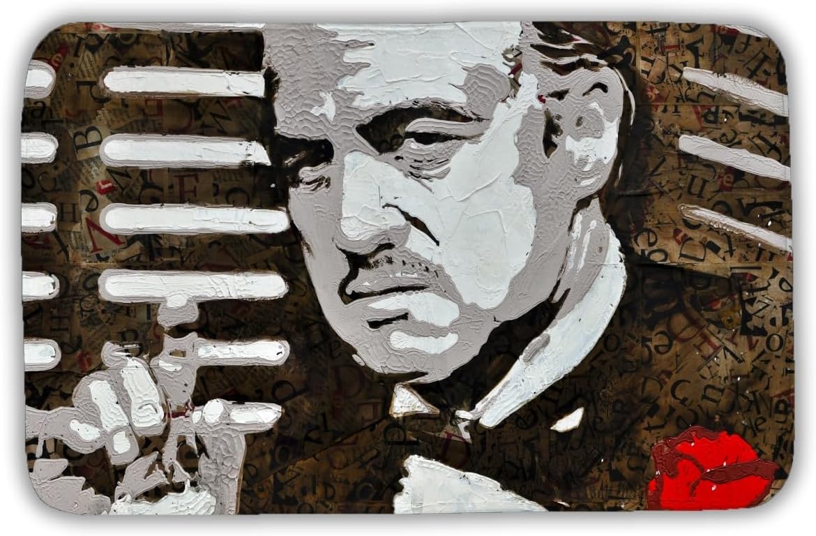 Begin Home Decor C1BM21341FWX4O 21 x 34 in. Black & White the Godfather Bath Mat - Brown Living Room Decor