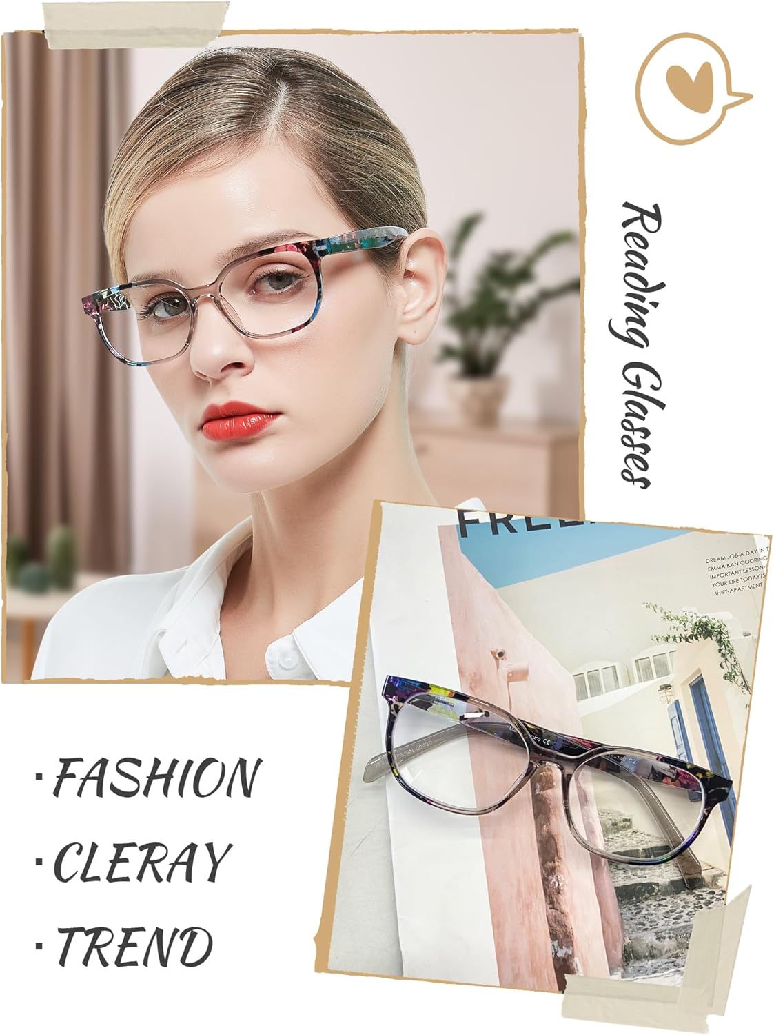 MARE AZZURO Large Reading Glasses Women Reader 0 1 1.25 1.5 1.75 2 2.25 2.5 2.75 3 3.5 - Image 2