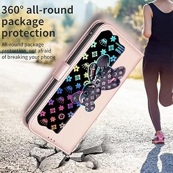 Case Compatible for MOBICEL J181 Phone Case Flip Stand Cover [with Tempered Glass Screen Protector] JXX-Pink