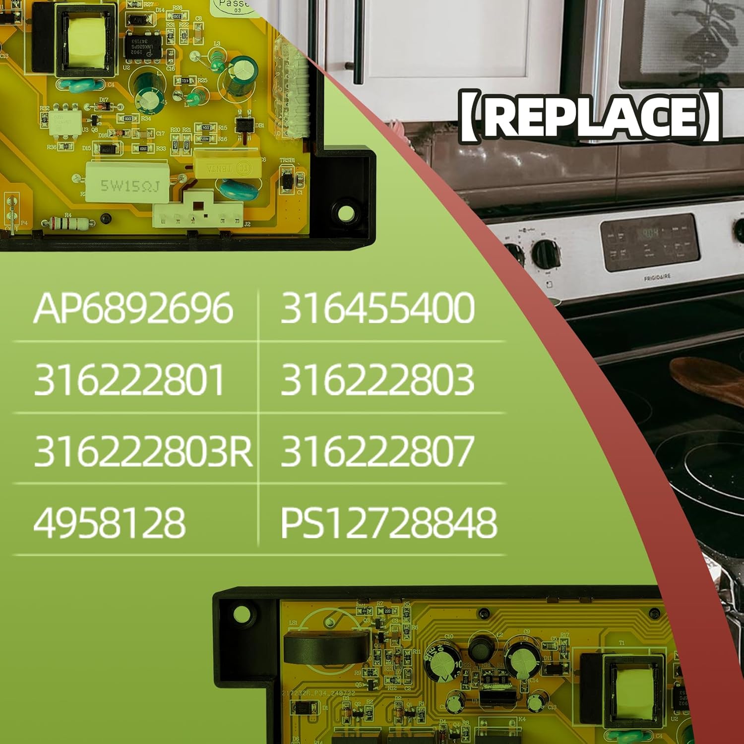 5304518660 316455400 316222801 Range Oven Stove Clock Timer Control Board Replacement Part Compatible for Frigidaire Electrolux Kenmore Electric Range, 7 Button