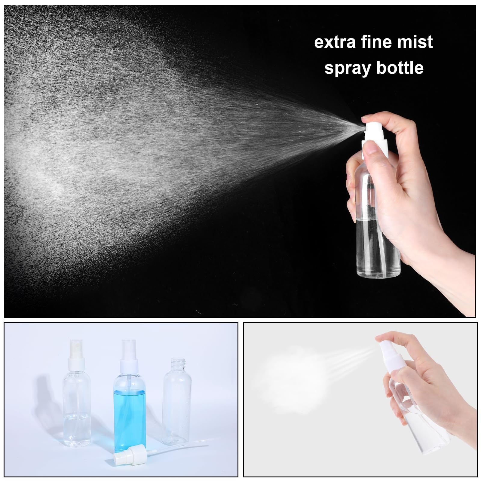 Qianyu 2 x rozpylacz 30 ml, butelka z rozpylaczem, przezroczysta, podróżna, przenośny rozpylacz perfum, mały plastikowy rozpylacz do kwiatów, włosów, perfum, wody, alkoholu, sprzątania domu