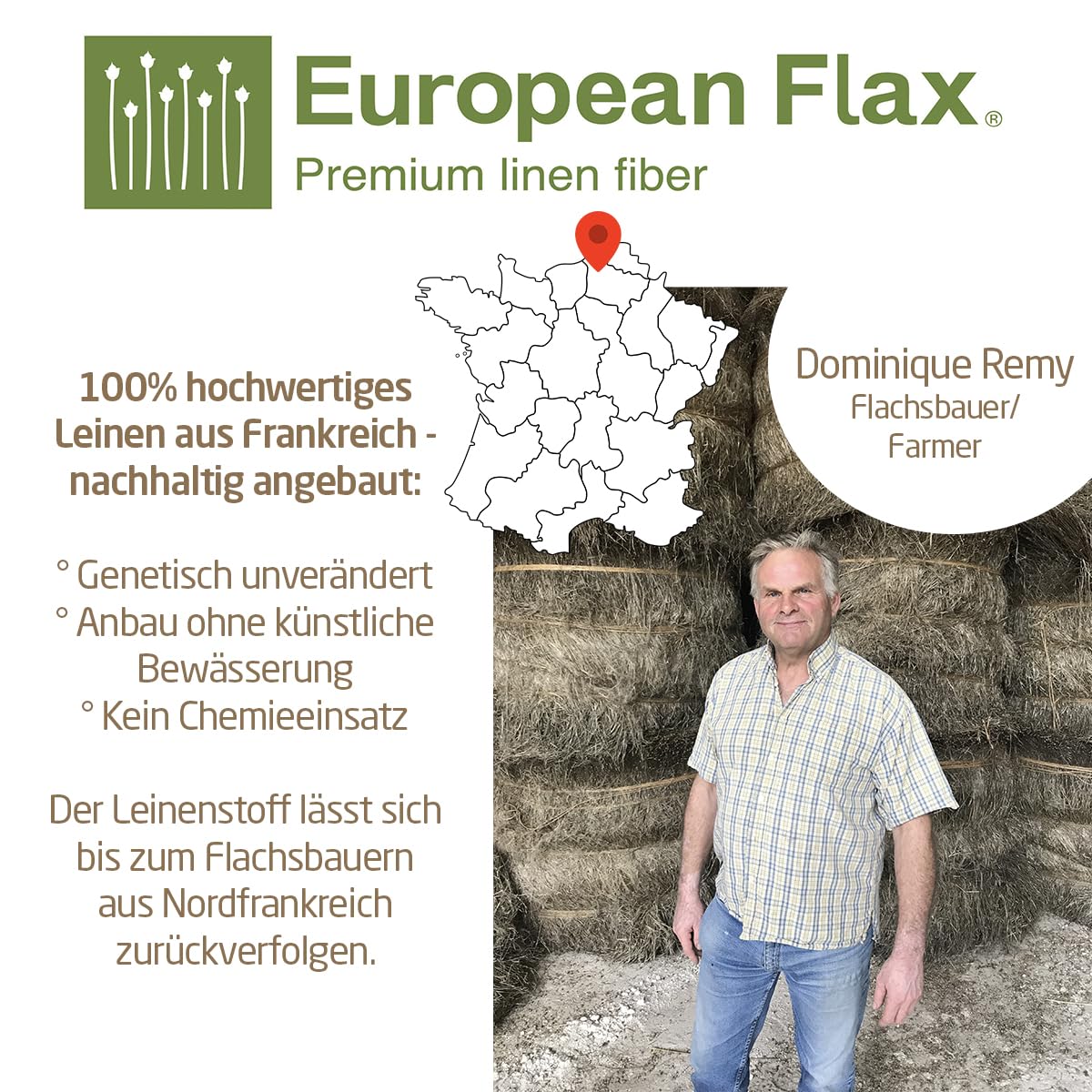 MIQIO® Designerskie serwetki materiałowe ze 100% francuskiego lnu – 6-częściowy zestaw serwetek materiałowych – można prać w temperaturze 60° – 45 x 45 cm – markowa etykieta z prawdziwej skóry