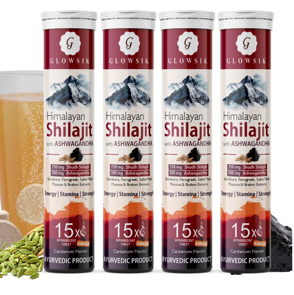 GLOWSIK Himalayan Shilajit Original (750mg) 30 Effervescent Tablets, With Ashwagandha, Gokshura & Safed Musli for Strength, Performance & Muscle Recovery, Cardamom Flavour | Ayush Approved | Pack of 2 — Amazon image 7