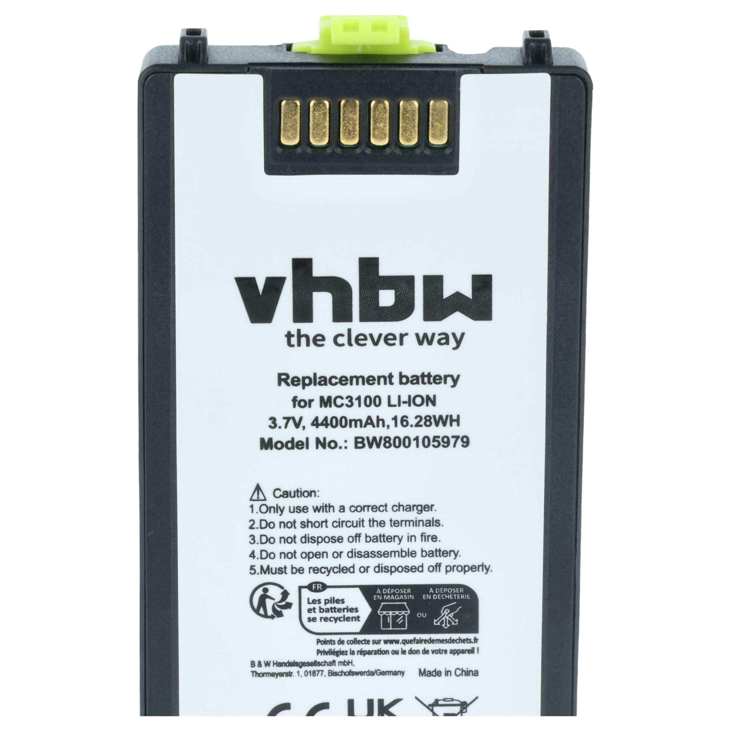 vhbw 2 x wymienna bateria do symbolu 82-127909-02, BTRY-MC31KAB02, BTRY-MC31KAB02-50 do skanera kodów kreskowych POS (4400mAh, 3,7V, Li-ION)