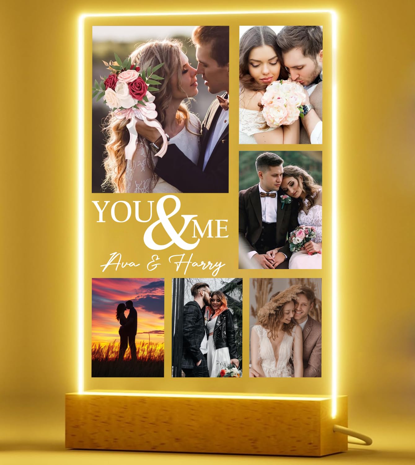 PB TECH Personalised Photo Frame with Photo, Customised Acrylic Photo Plaque With LED Light, Anniversary Valentines Gifts for Him Her Women Men Girlfriend Boyfriend Couple Friend