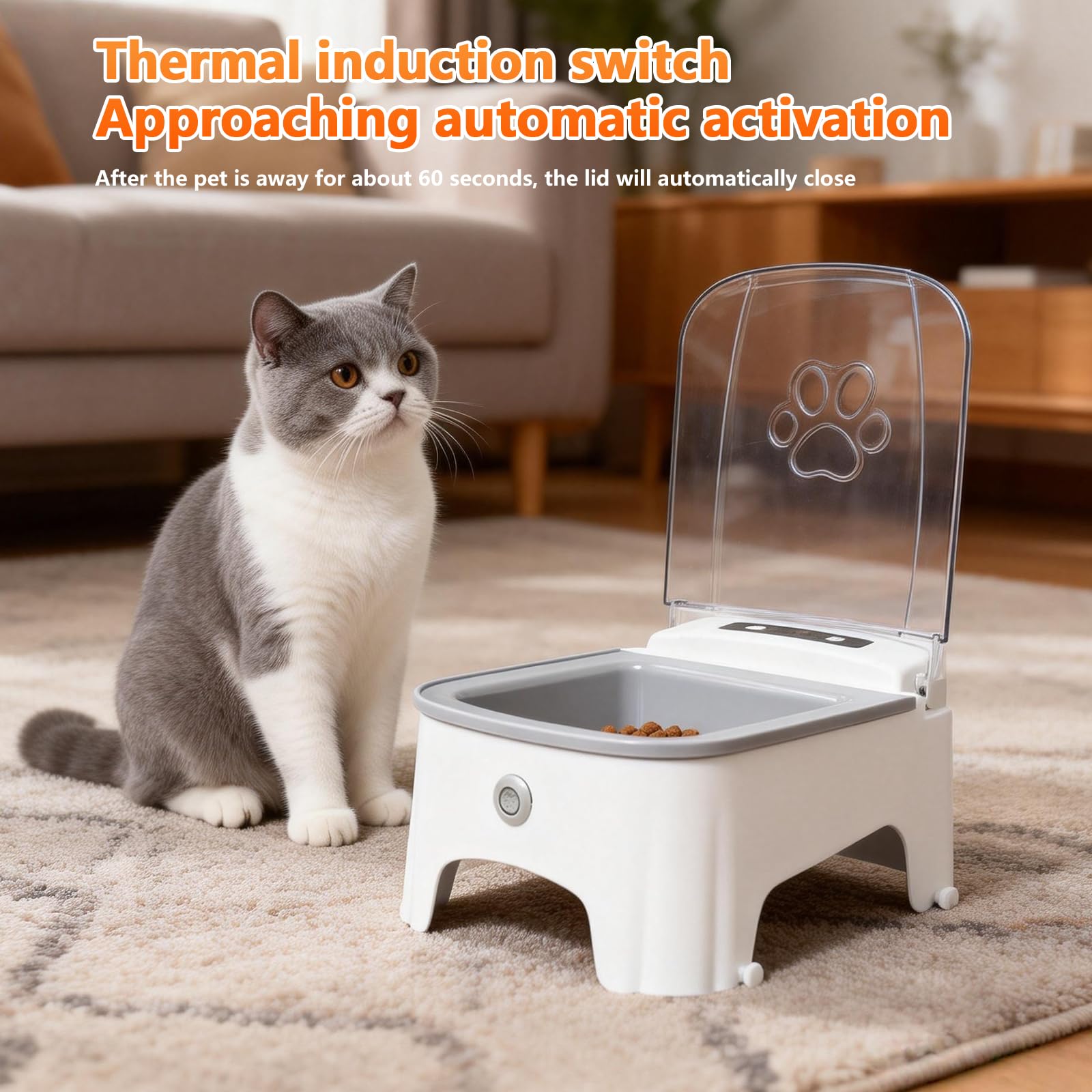 Futterautomat Katze, 23×17×11.5cm Futterautomat Katze Frienhund, Automatischer Futterspender, Katzenfutter Automat für Haustierfütterung, Zeitgesteuert, Energiesparend, Grauer ABS