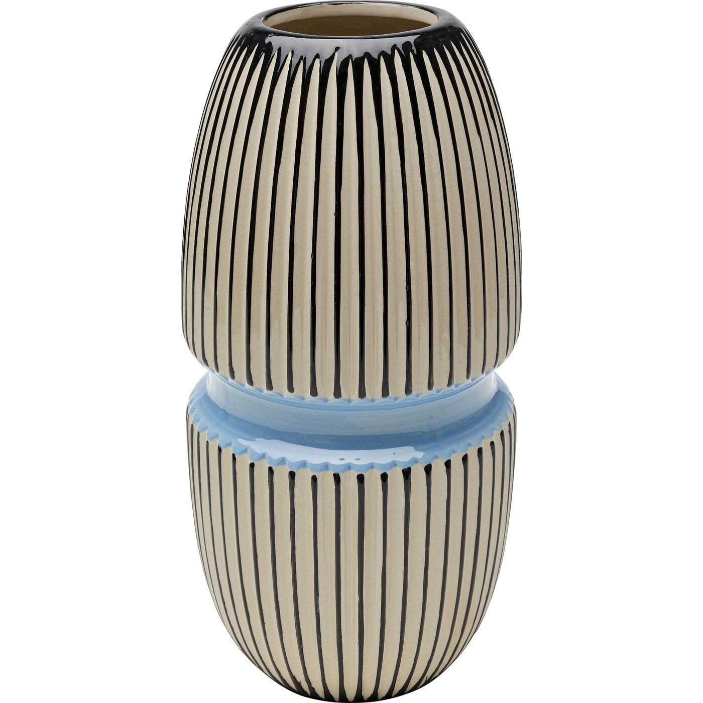 Vaso In Gres Smaltato Kare Design 51121 - Fatto A Mano, Forma Panciuta, Colori Arancione E Rame, Stile Vintage Anni '70