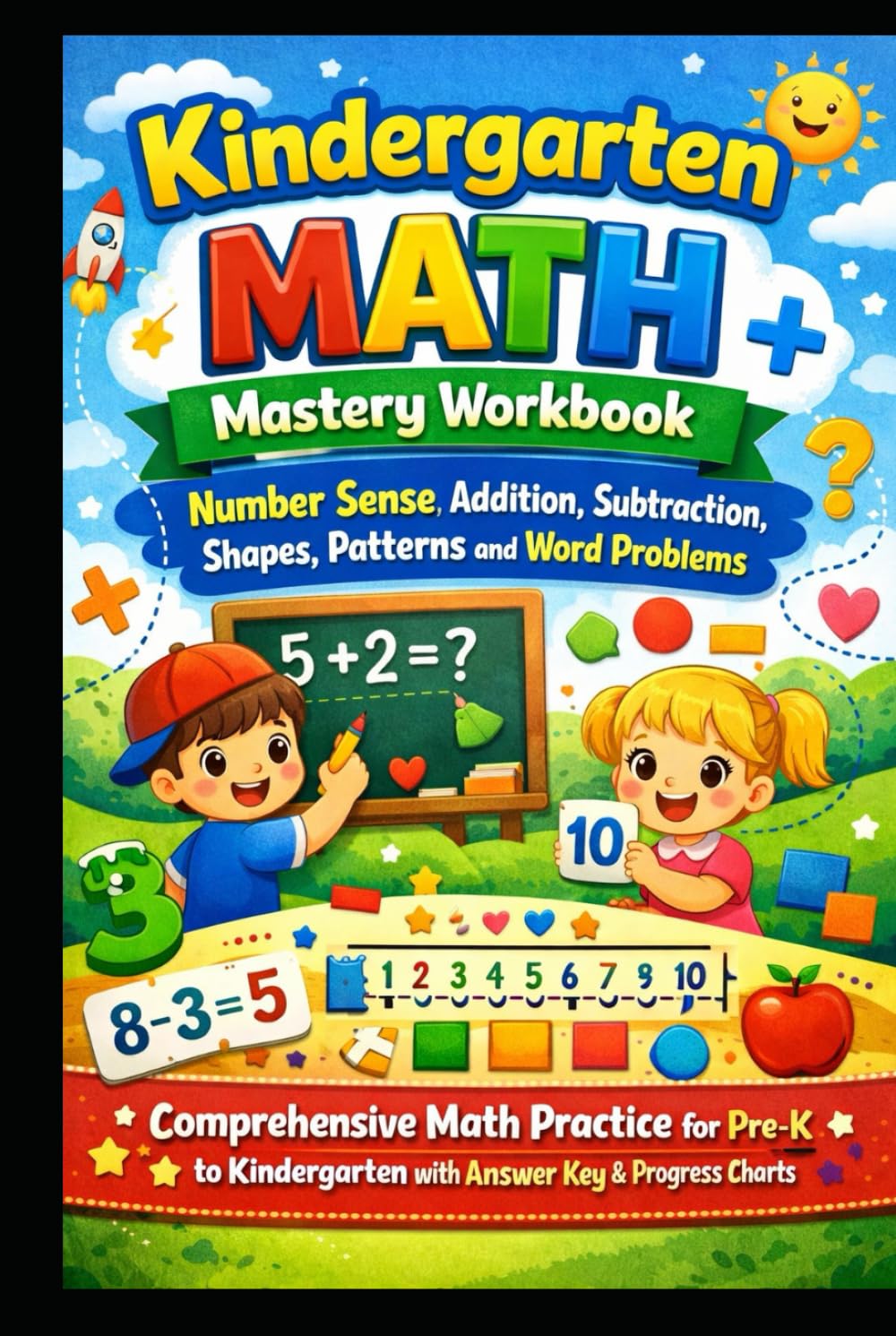 Kindergarten Math Mastery Workbook: Number Sense, Addition, Subtraction, Shapes, Patterns and Word Problems: Comprehensive Math Practice for Pre-K to Kindergarten with Answer Key & Progress Charts
