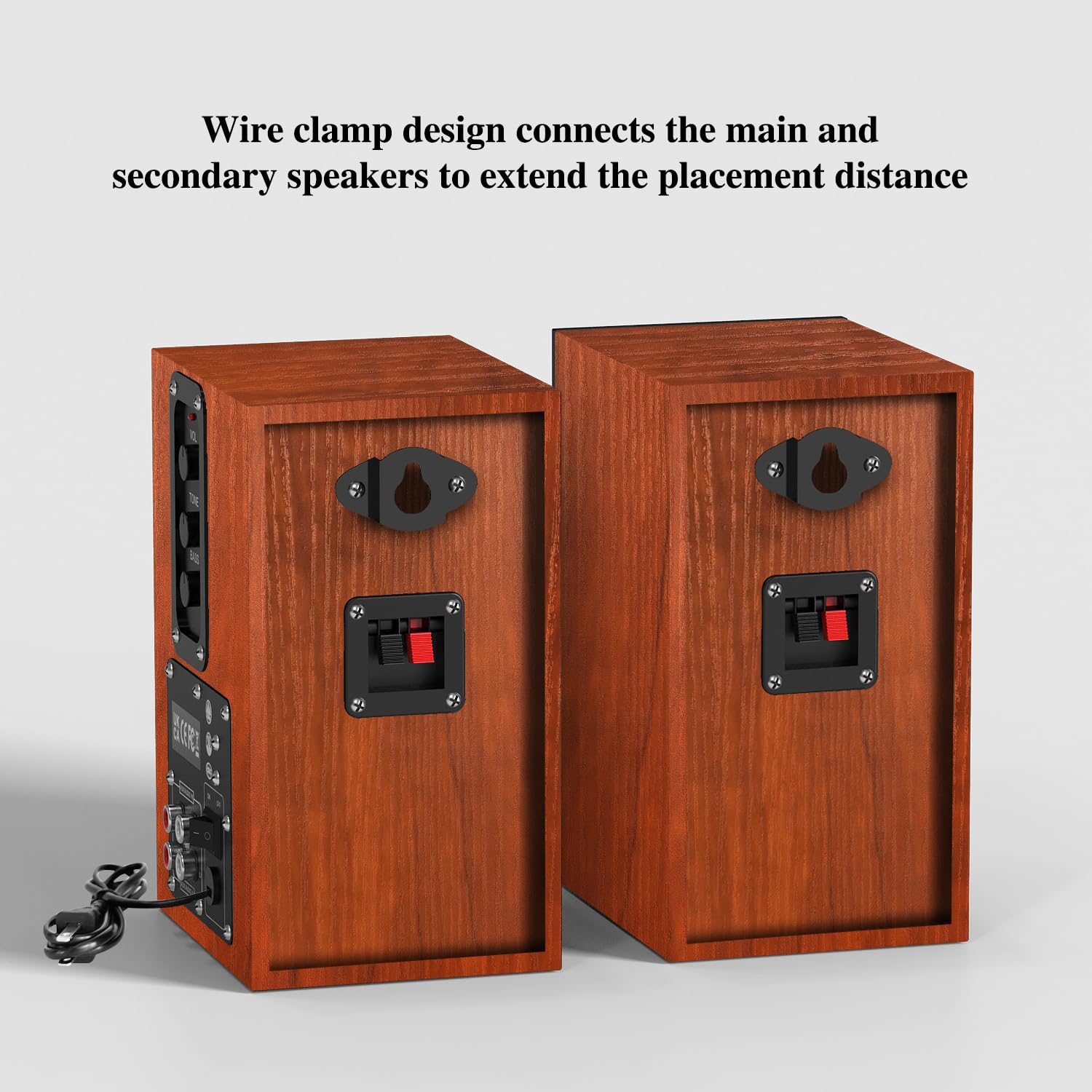 Altoparlanti Da Scaffale Attivi Elimavi - Con Woofer Da 4 Pollici, Ingresso 3.5 Mm E RCA, Struttura In Legno, Montaggio A Parete Incluso