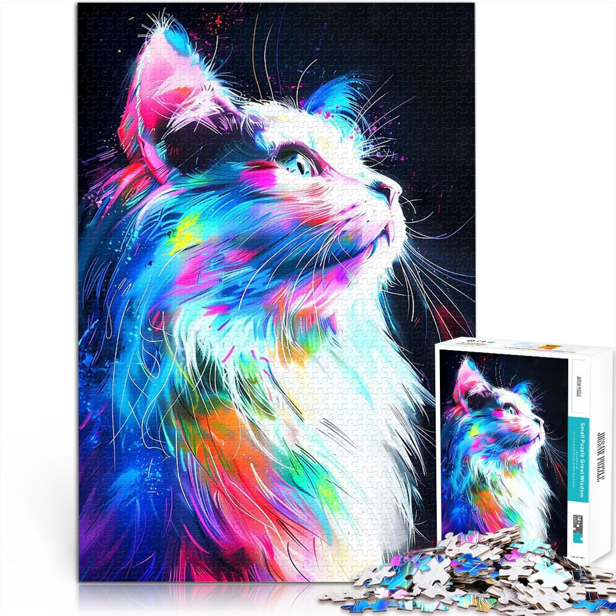 Adult Jigsaw Puzzles 1000 Pieces RGB Cat Spielzeug für die ganze Familie mit vollständig ineinander greifenden, zufällig geformten Teilen38x26cm