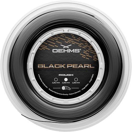Miniatura 10 de OEHMS Black Pearl Rough  Carrete de 656.2 ft (660 pies)  Cuerda de raqueta de tenis Co-Poly ranurada