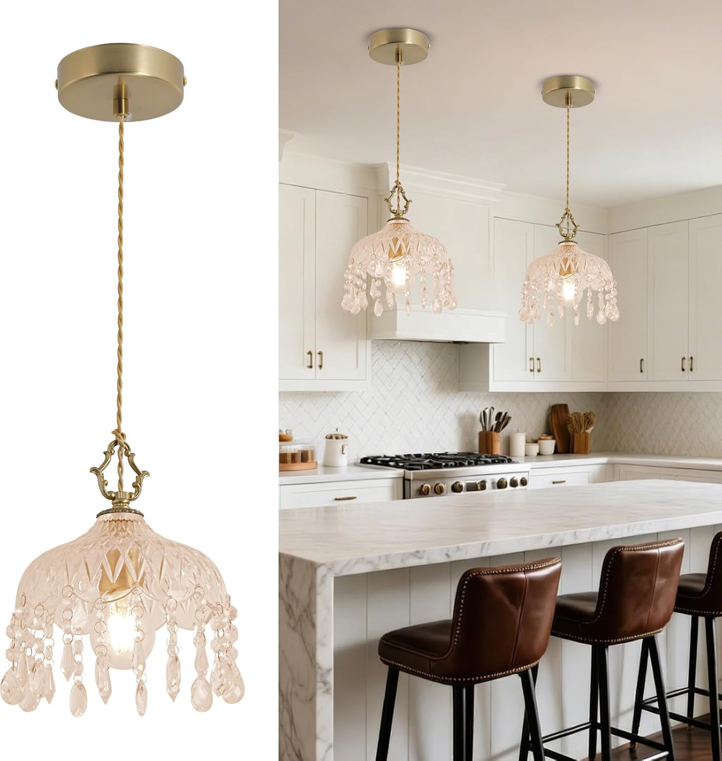 Crystal Mini Chandelier for Dining Room Modern Gold Pendant Lights Kitchen Island Brass Chandelier for Living Room E27 Hanging Lamp for Bathroom Farmhouse Entryway Hallway