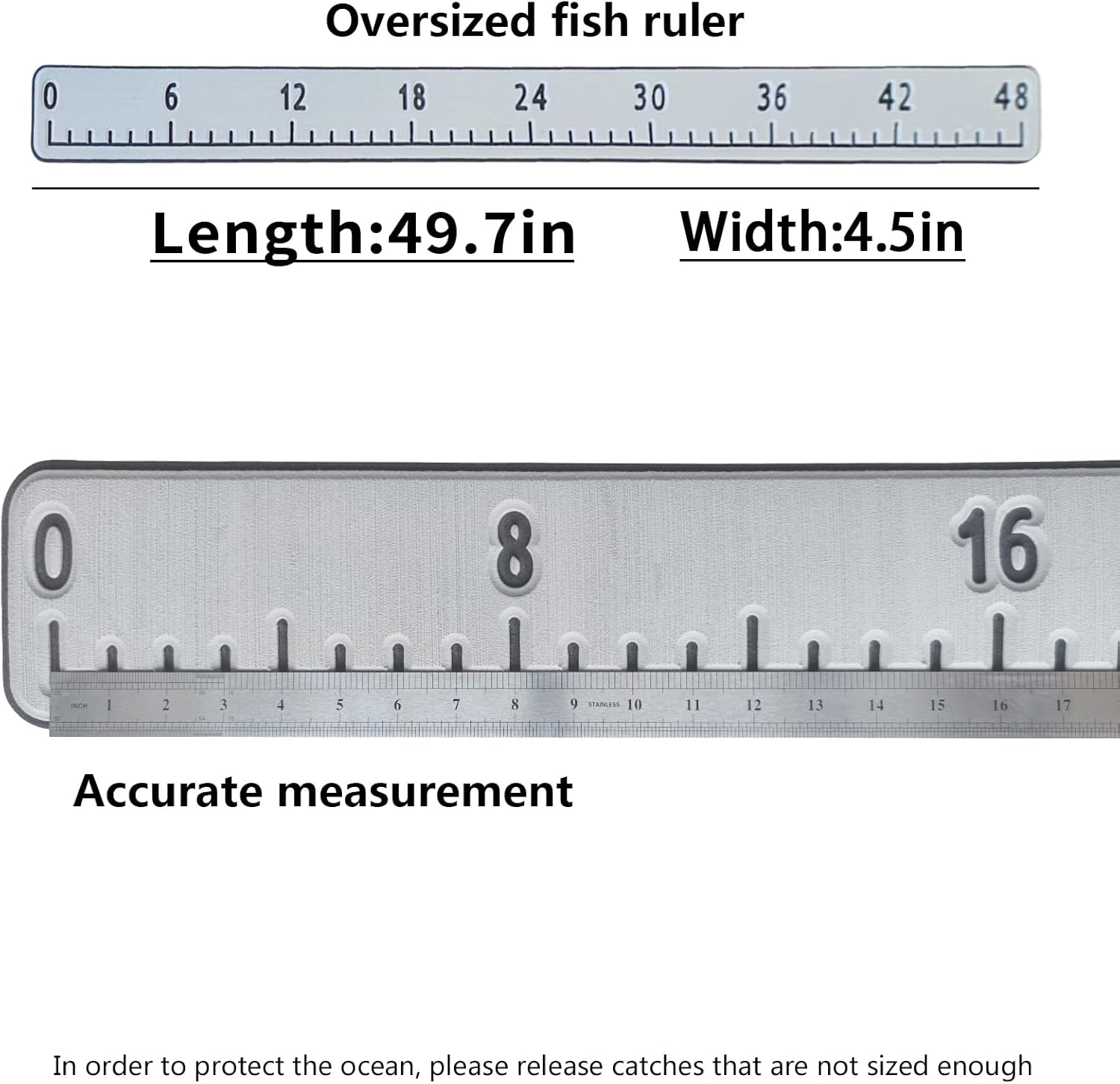 Fish Ruler for Boat 40"/48" with Backing Adhesive Fish Measuring Sticker Foam Fish Measuring Board for Fishing Boat, Cooler, Kayak, Yacht Fish Ruler Boat Accessories