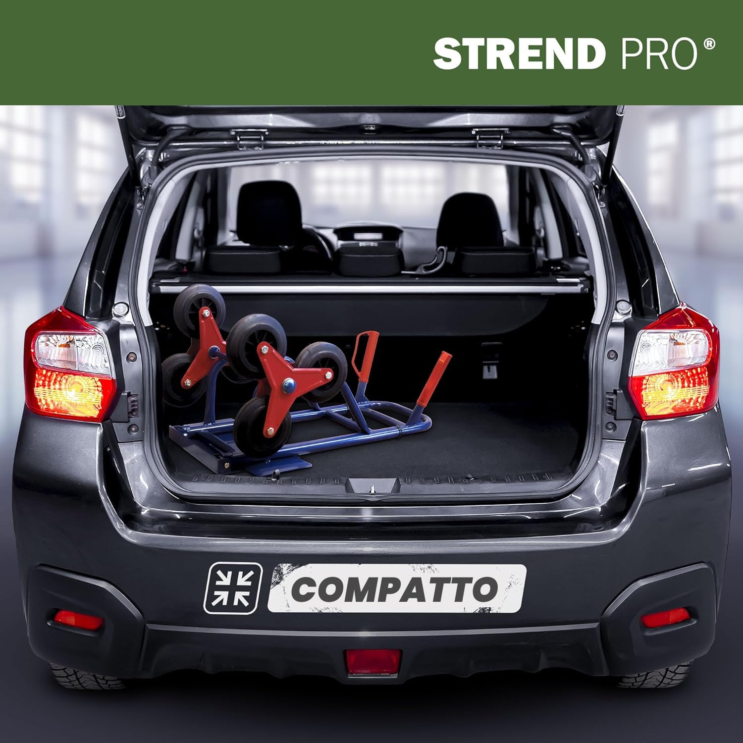 STREND PRO Carrello per Scale Pieghevole 200 kg | Carrello con Ruote per Scale | Piccolo Carrello Saliscale | Carrello Portapacchi per Scale | Aiuto al Trasporto per Lavatrici | Carello Porta Casse