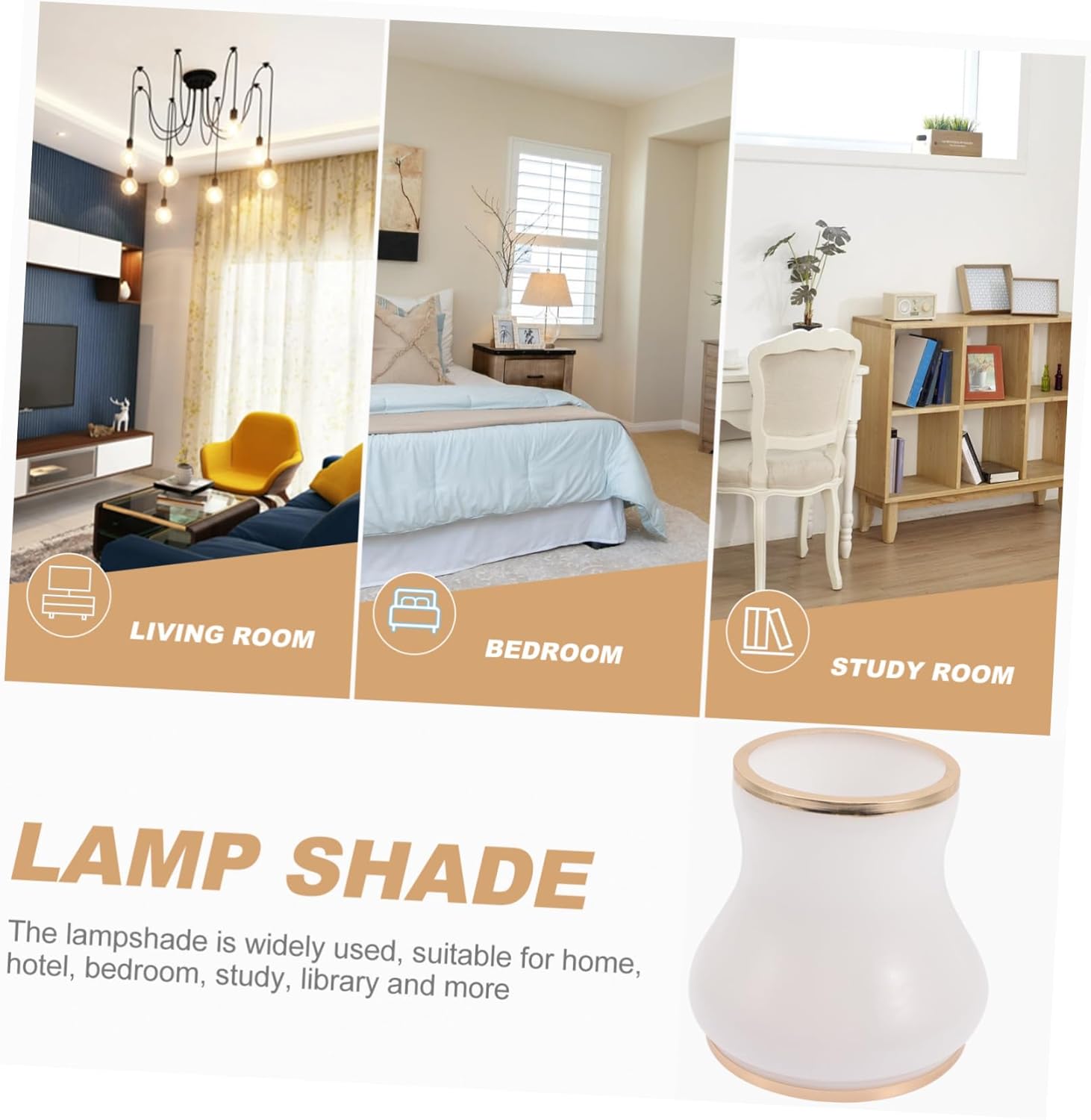 POPETPOP 2pcs Glass Lamp Shade Cover Socket Modern Replacement Lighting Fixture for Ceiling Fans Table Lamps Premium Gentle Light for Home Hotel Bedroom and Study