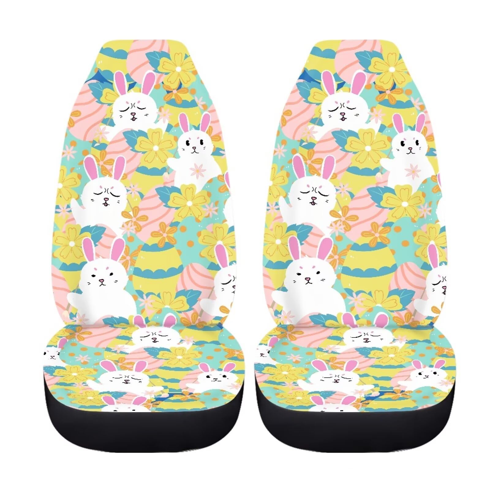 Pokrowce na siedzenia samochodowe Happy Easter Bunny Rabbit Kolorowe jajka Oddychające pokrowce na siedzenia samochodowe Można prać w pralce Sedan Auto Seat Protector 35 x 138 cm