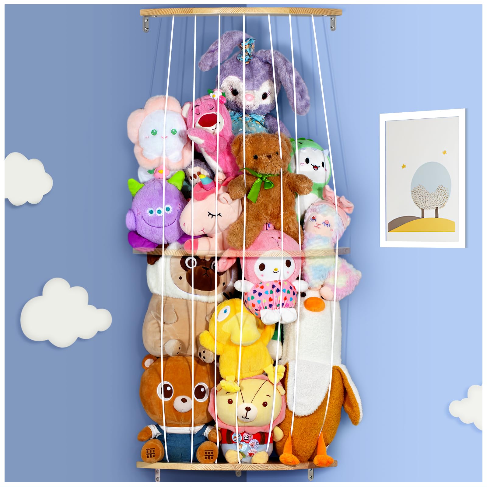 DoubleCare Rangement 𝐏𝐞luche pour Animaux en 𝐏𝐞luche - Économiser de l'espace Organisateur de Rangement pour Jouets - Support pour Animaux en 𝐏𝐞luche pour Chambre à Coucher, Salle de 𝐉𝐞ux