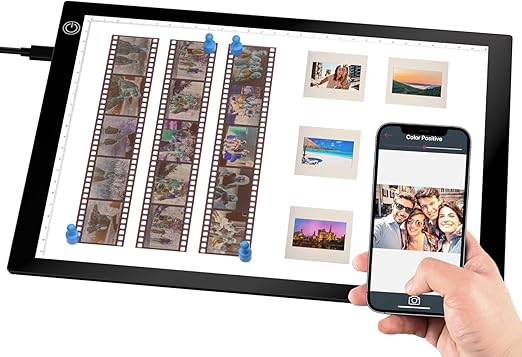 Slide Viewer Light Box, for Scanning Film Negatives and Slides, Artist Sketching, A4 Ultra-Thin Light Pad Scanner with 3 Adjustable Brightness, USB Powered