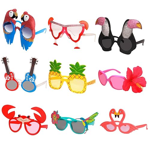 Ocean Line Luau Party Sunglasses - 9 Pairs Funny Hawaiian