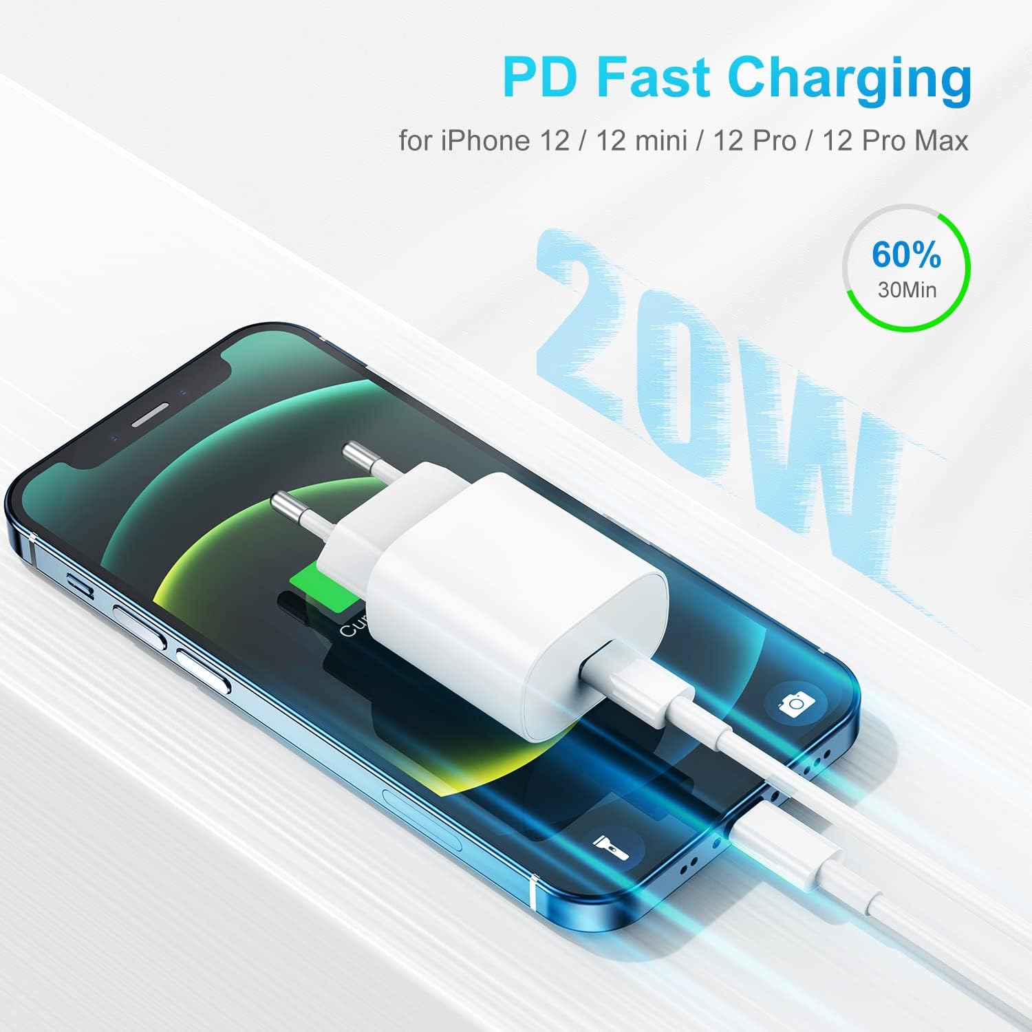 Caricatore for iPhone 14 13 Apple Originale, 20W USB C Rapido Caricabatterie con et USB-C Lightning Cavo 2M,Type C Caricabatteria con Cavetto for iPhone 14 Plus/13 ProMax/12 Mini/11 Pro/8/XR/SE/iPad