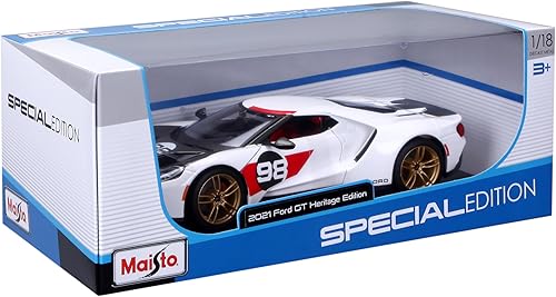 Miniatura 8 de Maisto Ford GT #98 White Heritage Edition 1/18 Modelo de coche fundido a troquel 2021