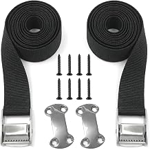 2Pcs Cooler Tie Down Straps Kit for YETI & RTIC Coolers, Ice Cooler Accessories Lashing Straps with Buckles, Stainless Steel Deck Plates, Screws