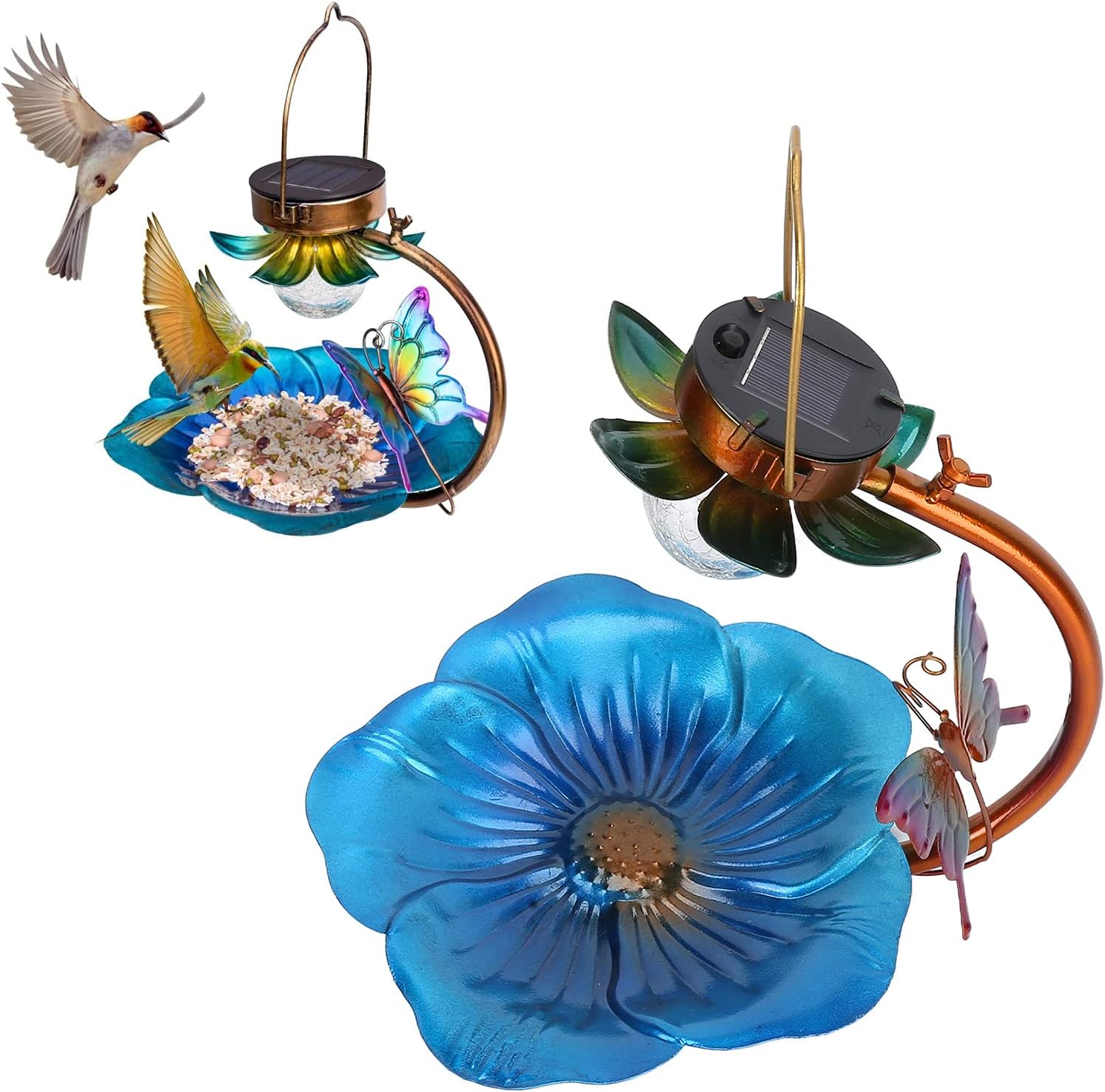 DITUDO YEmirth Outdoors Decor Solar Hanging Bird Bath