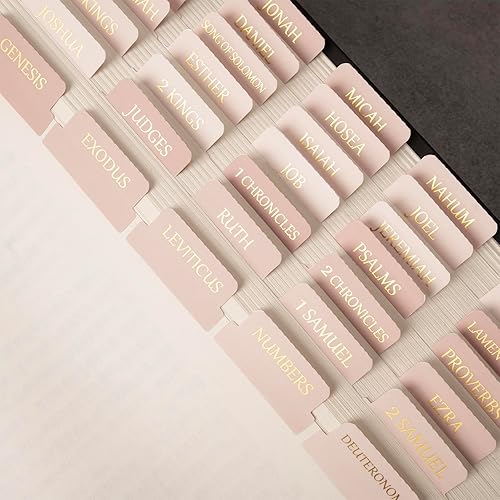 Lumintutu-Pink Bible Tabs, Gold Foil Laminated Tabs for Women and Men