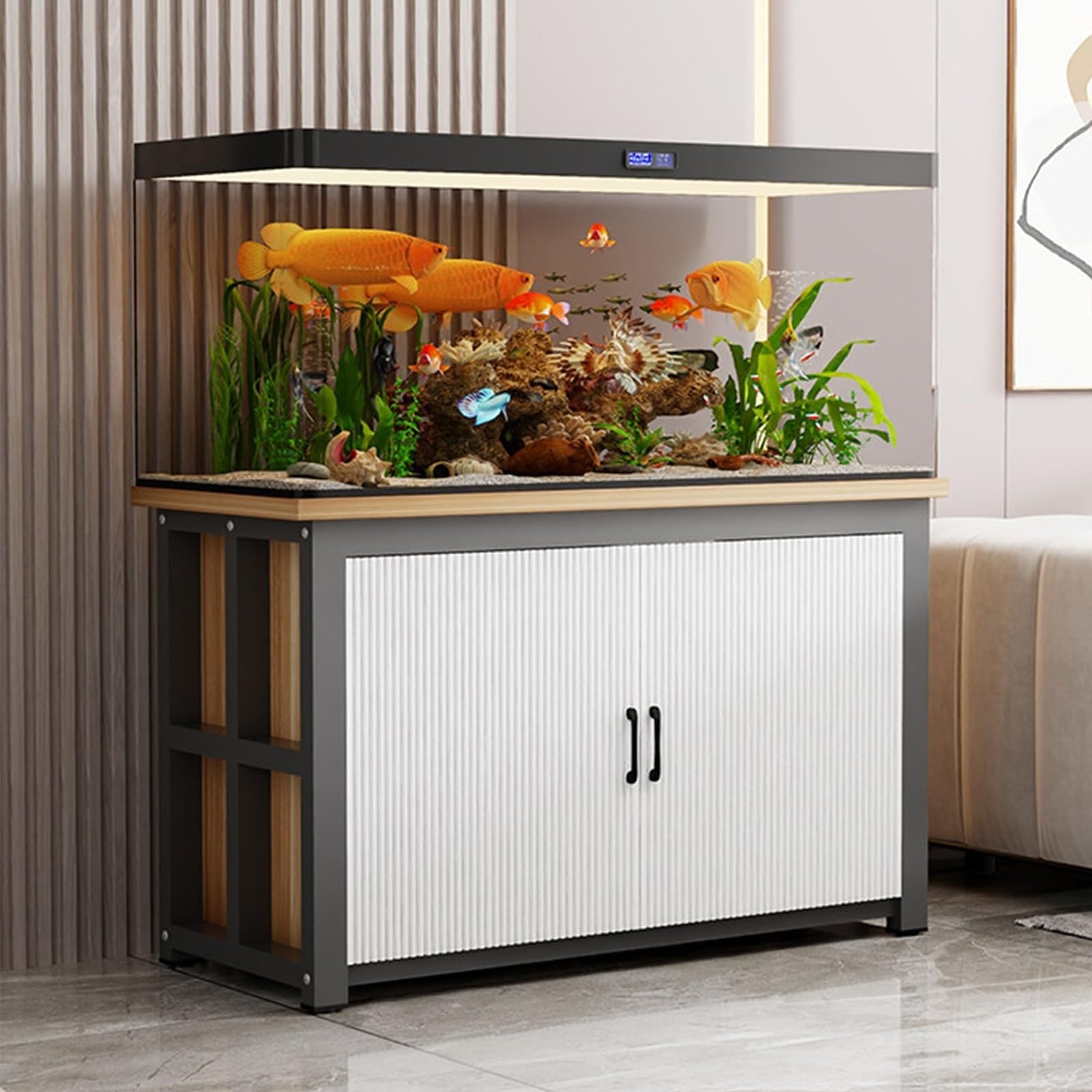Armoire d'aquarium et meuble reptile en acier et bois 80x40x70cm