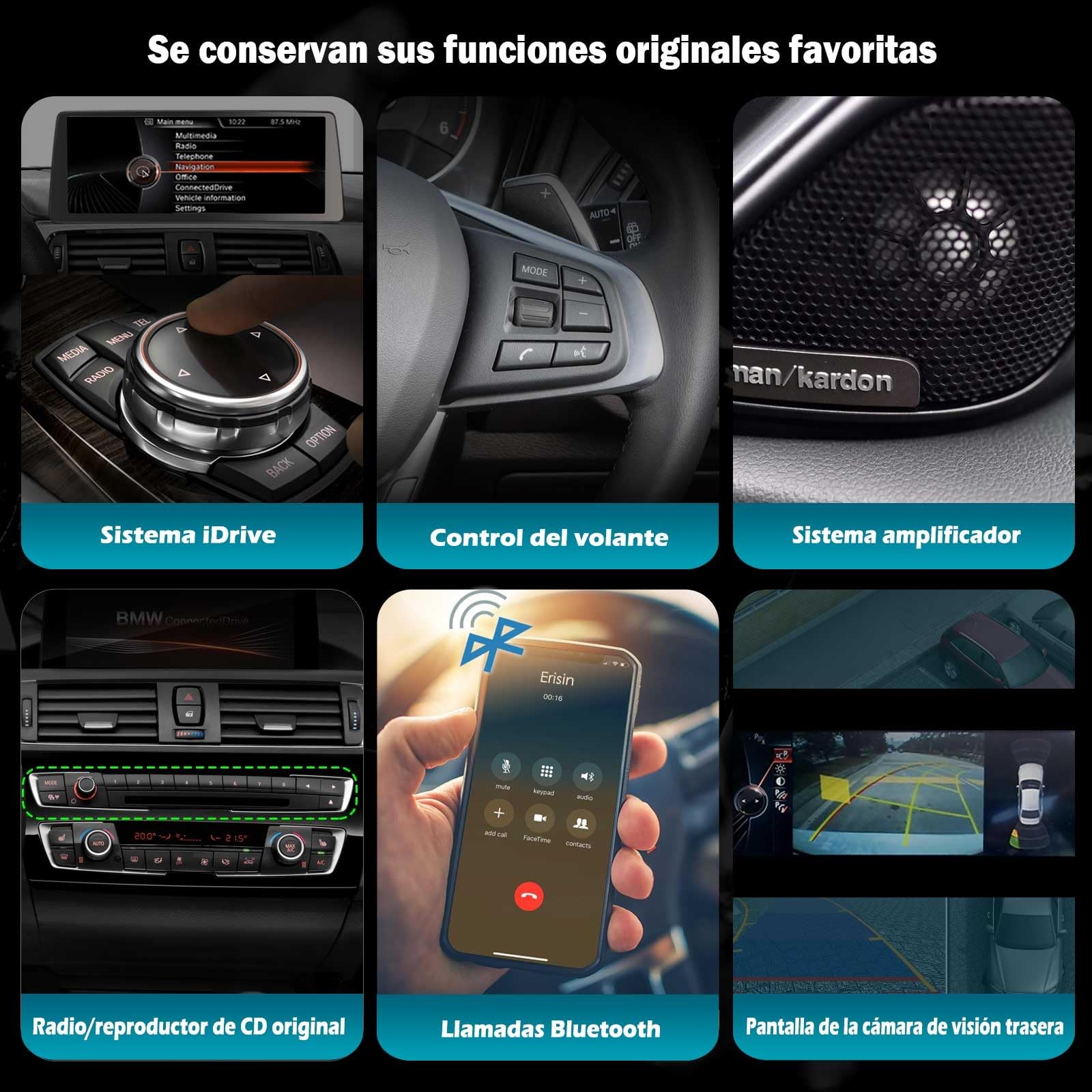 12,3" 8-Core 8GB+128GB Android 15 Radio Coche Bluetooth GPS Navegador para BMW Serie 3 F30 F31 F34 Serie 4 F32 F33 F36 M3 F80 M4 F82 Sistema NBT IPS iDrive CarPlay Android Auto WiFi Canbus iDrive DSP