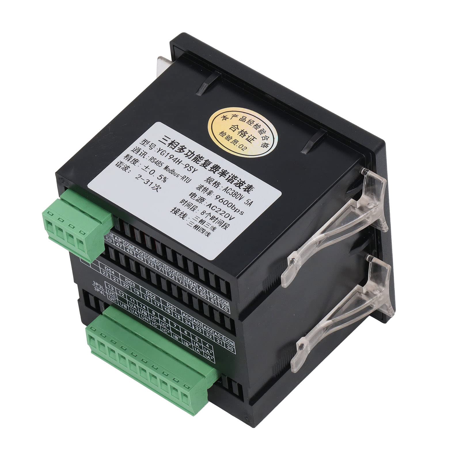 Domary 3-Phasen-Leistungsmesser, Multifunktionales Energieüberwachungsgerät für die Automatisierung von Umspannwerken, AC380V, 5 A, Schwarz