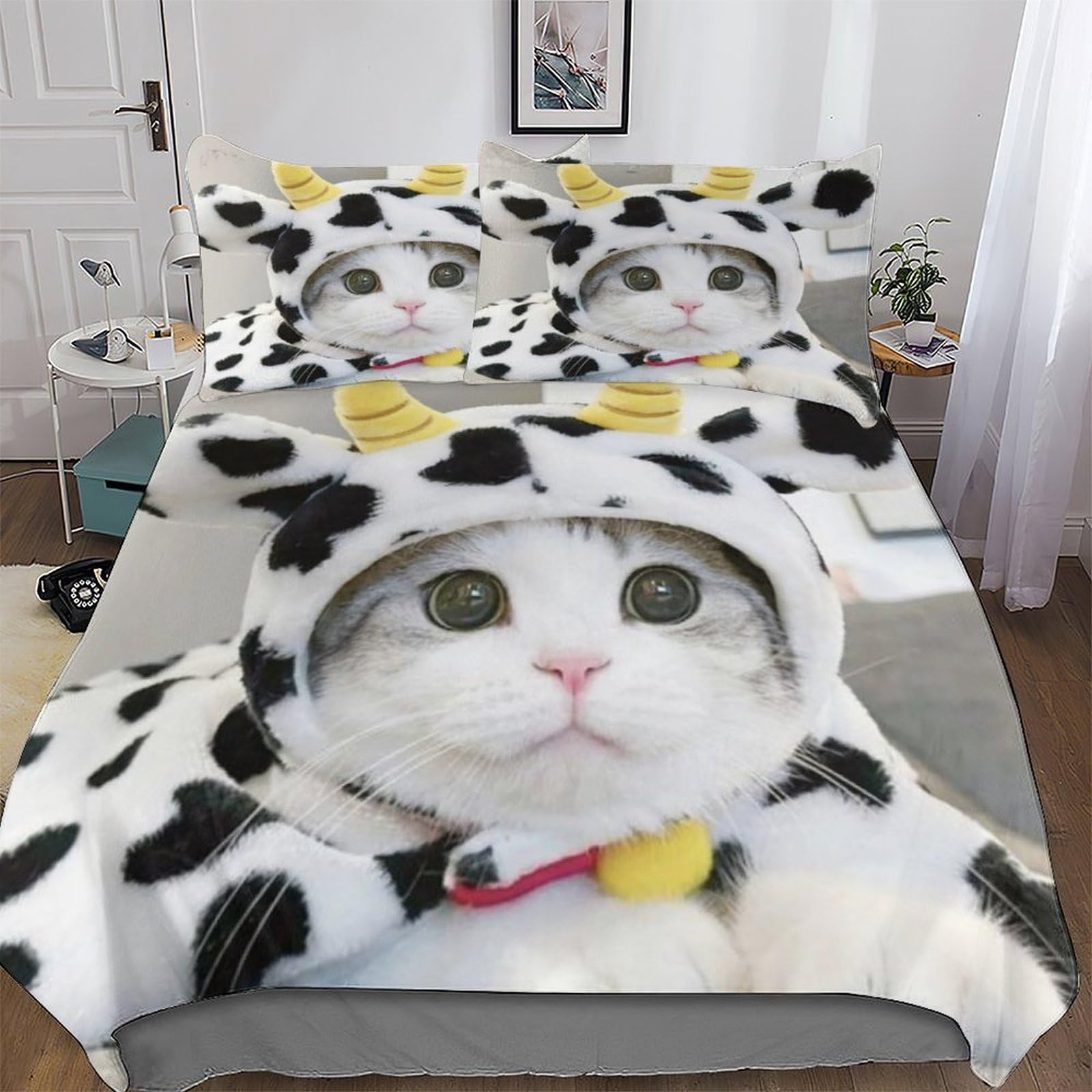 Parure de lit king 220x240 chat en microfibre super douce de qualité supérieure
