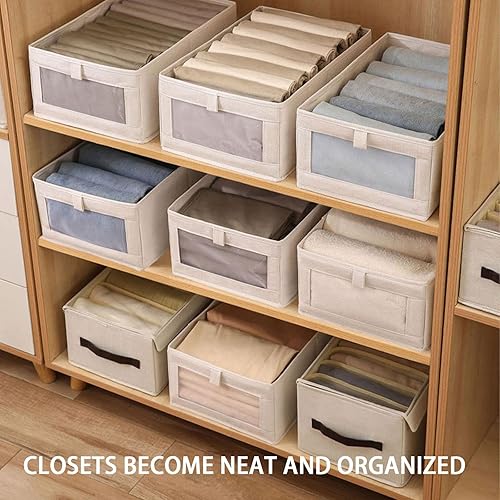 Miniatura 6 de Paquete de 2 contenedores de almacenamiento plegables, organizadores de armario y almacenamiento, contenedores organizadores con ventana,