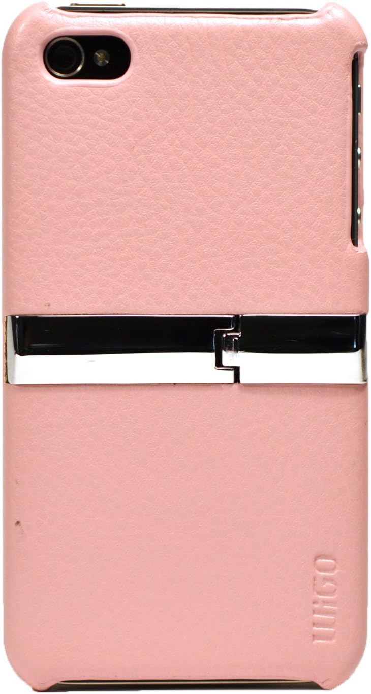 WiGO GOODS LLC KICK-3470 KICK Series, Kickstand Leather Embossed Protective Case for iPhone 4 - 1 Pack - Carrying Case - Retail Packaging - Pink