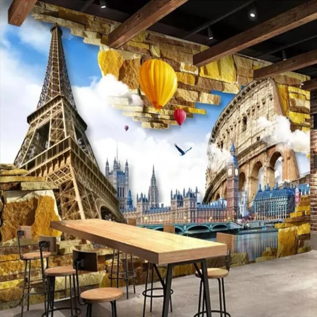 Papier peint Tour de Paris autocollant, fresque mural 3D et stickers de salon