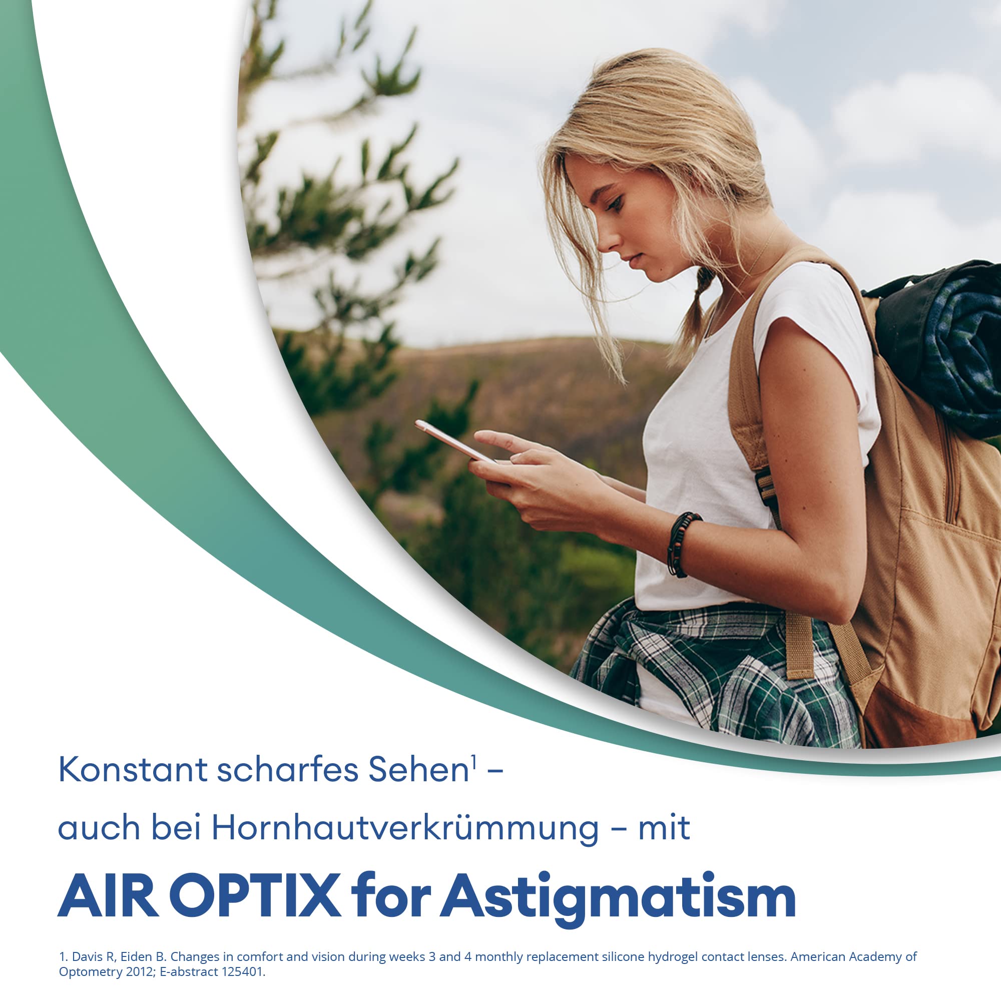 Alcon Air Optix For Astigmatism weich, 6 Stück/BC 8.7 mm/DIA 14.5 mm/CYL -1.25 / ACHSE 170 / - 9.5 Dioptrien