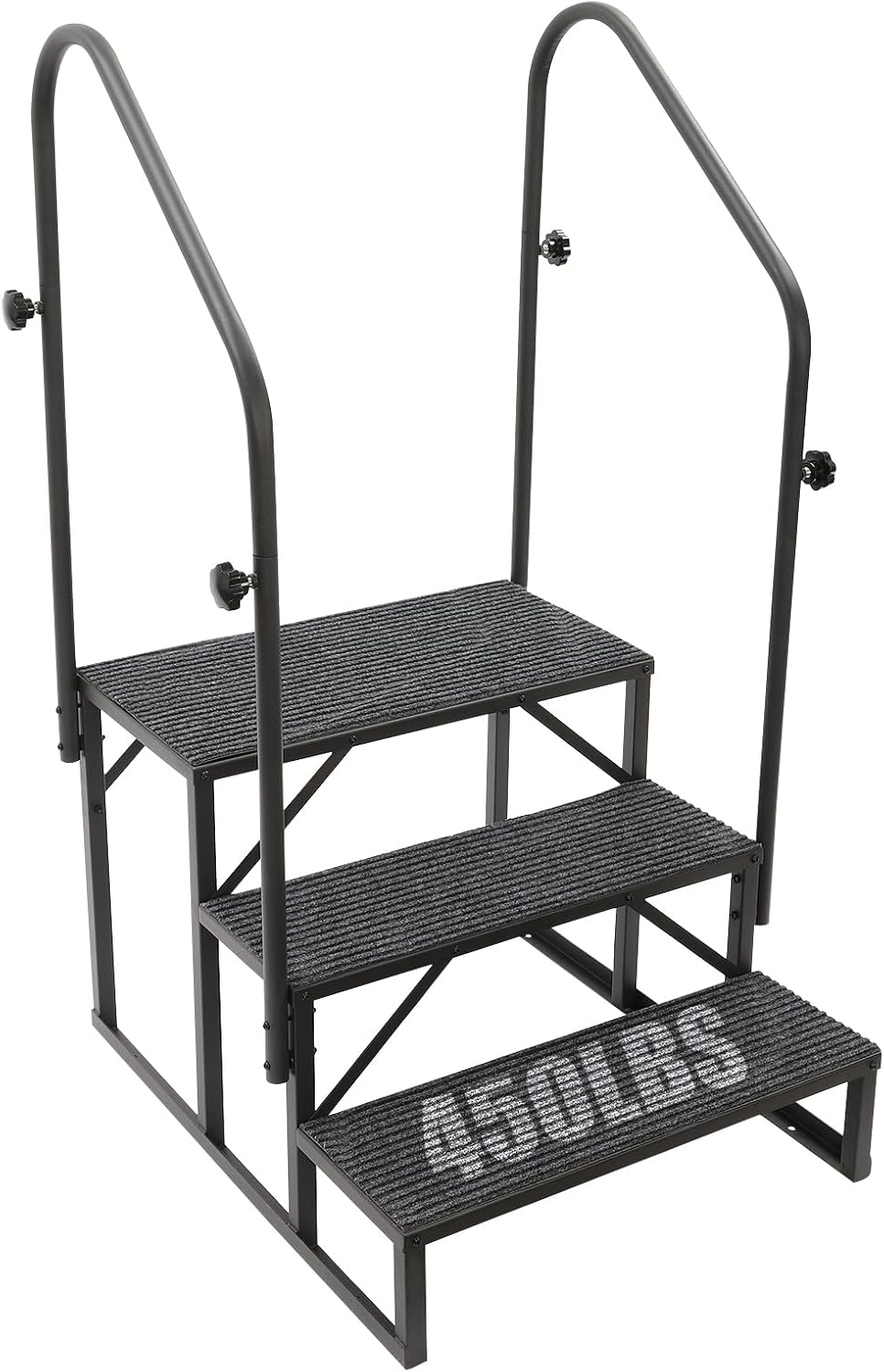 Swimming Pool Ladder Above Ground, Rv Step Stool Ladder W/2 Handle, 450Lbs Load Capacity Pool Stairs Pool Steps, for Swimming Pools, Home RV Camper Porch ((3 Step, W/Anti-Slip Pad))