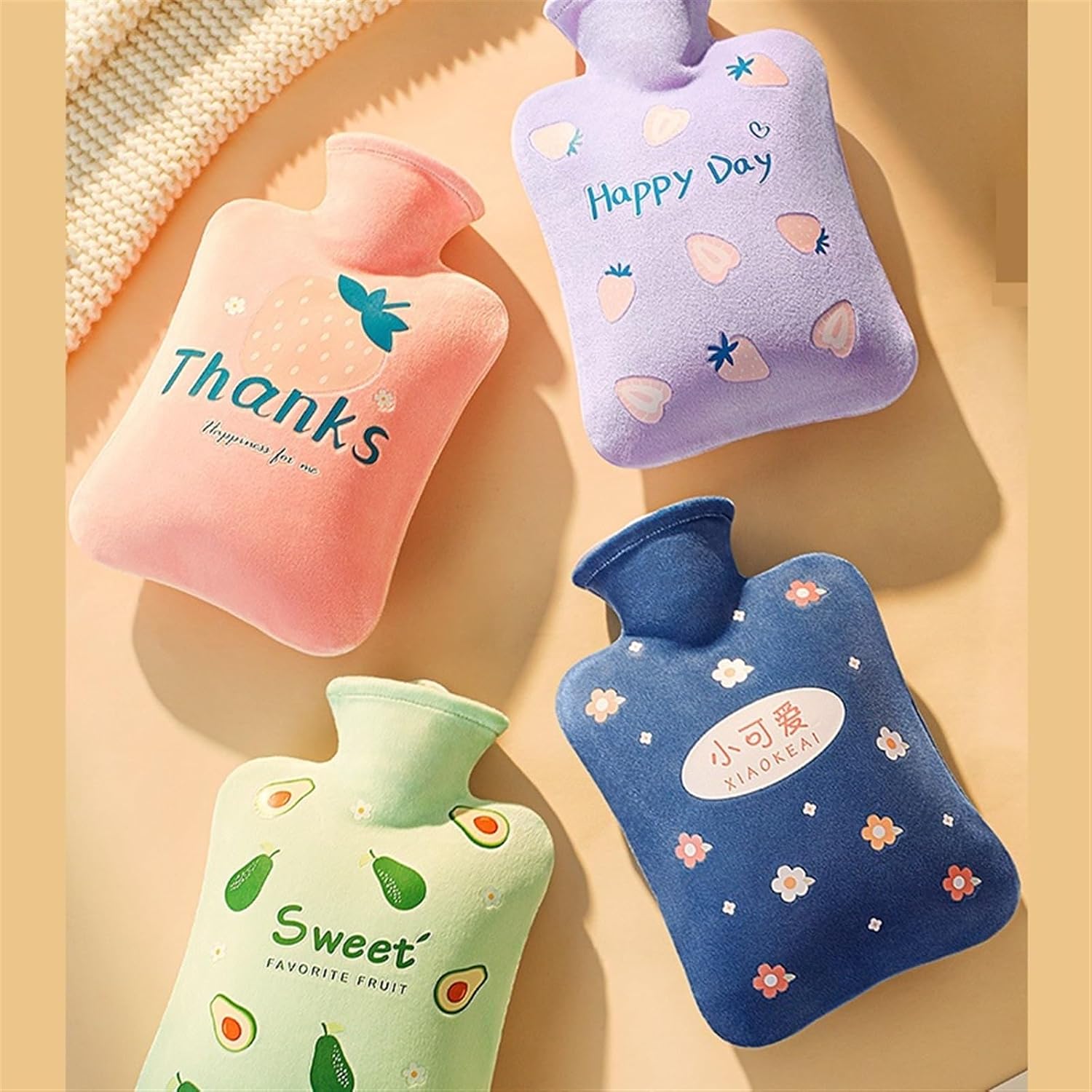 Hot Water Bag Hot Water Bottle Hot Water Bag with Water Injection, Thickened Waist Warming, Hot Compress, Warm Water Bag, Small and Large Size, Cute Rubber Hot Water Bottle (Color : 1-2000ml)