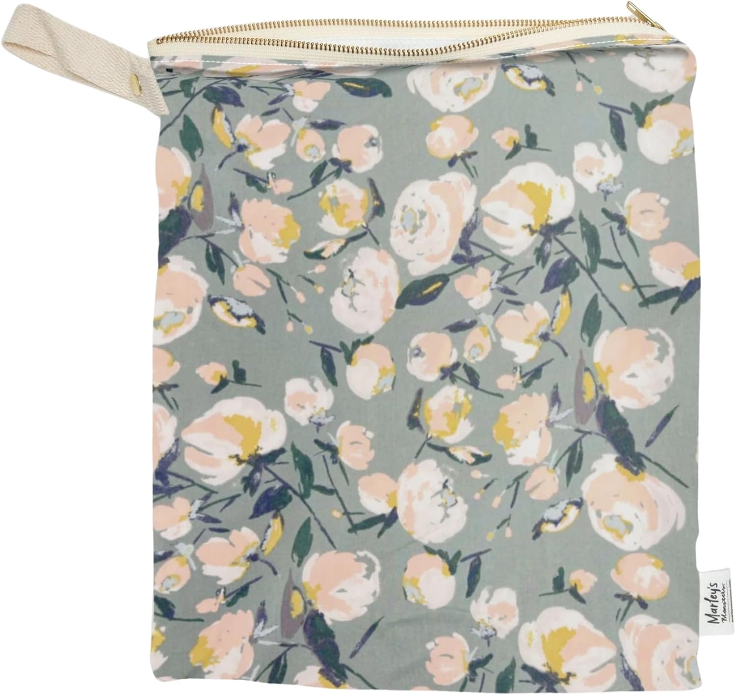 Large Wet Bag & Waterproof Laundry Pouch – Reusable Cloth Diaper Storage for Travel, Gym & Swim – Hanging Zipper Organizer Made in USA (Sage Bouquet)