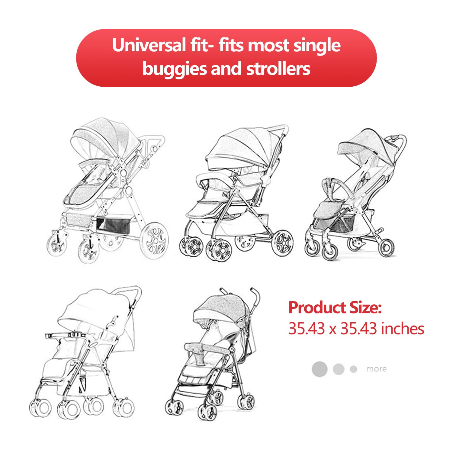 Sun Shade for Strollers, UV Sun and Sleep Shade Universal Fit for Travel Size Baby Strollers, Blackout Stroller Cover, Breathable and Stops 99% of The Sun's Rays (UPF50+) - Image 2