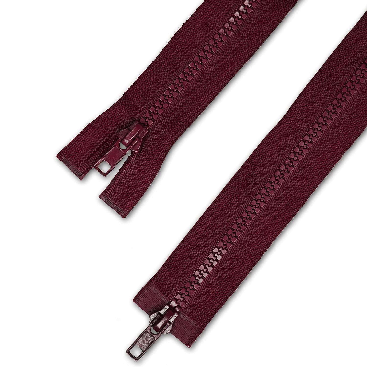 Telliswelt 2-Way Zip - Bordeaux/Wine Red - with Opening on Both Sides - Wide Plastic Teeth - Practical - 3.3 cm Wide - 90 cm Long