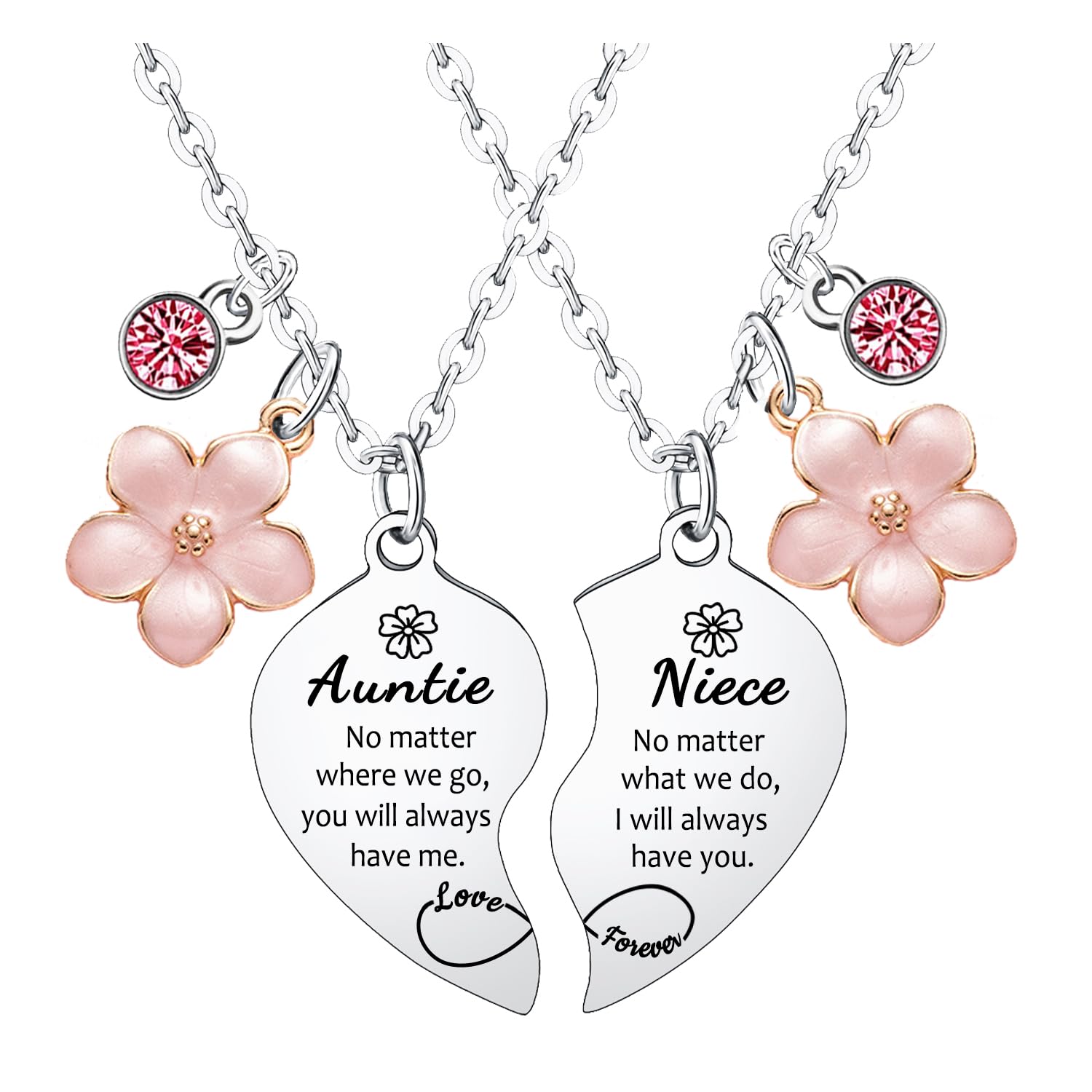 Waeceip Auntie Niece Necklaces for 2 Pcs Heart Matching Necklaces for Auntie and Niece Gifts for Aunt Christmas Birthday Present for Aunt and Nieces Necklace Jewelry Thanksgiving Gift
