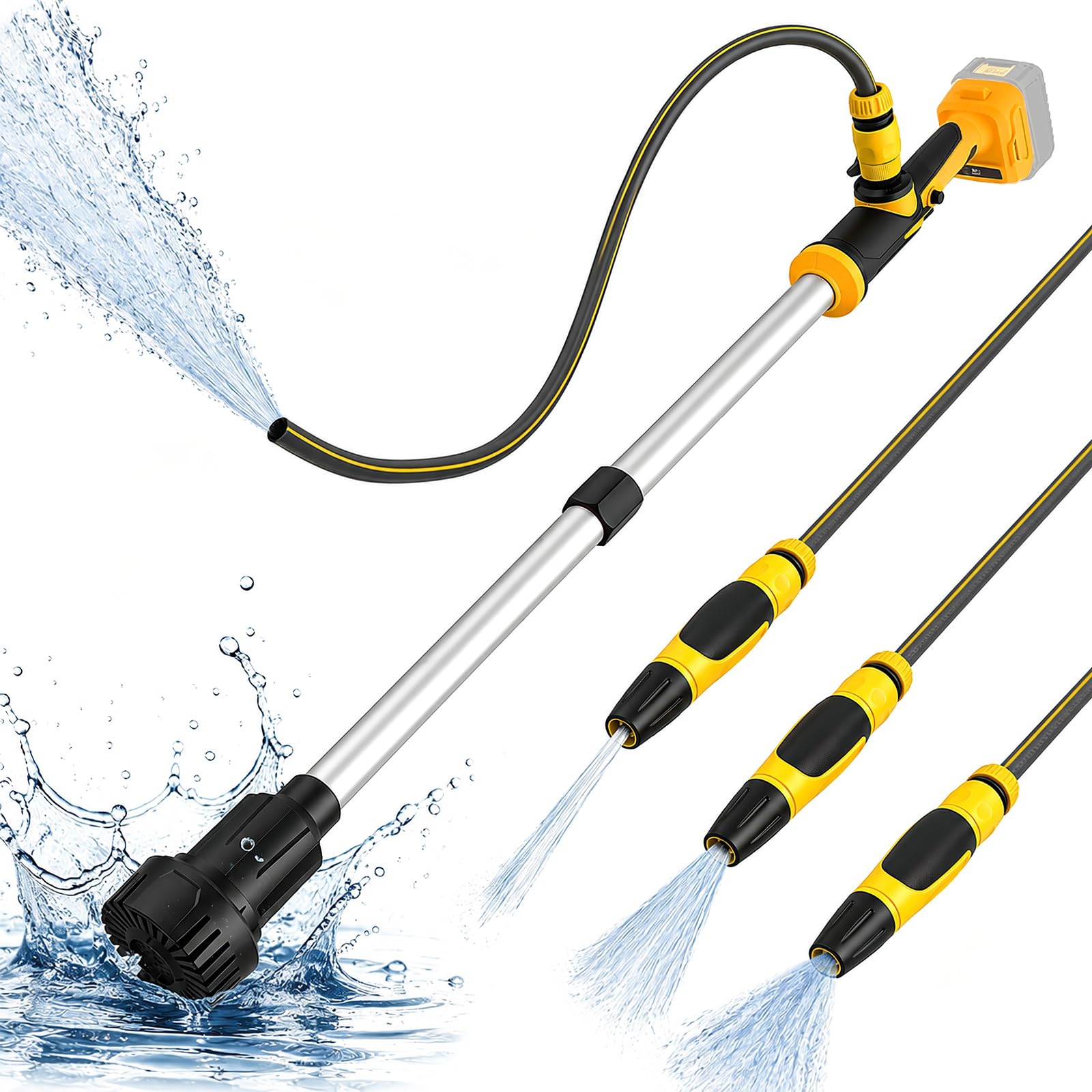 Pompe transfert d'eau sans fil type lance 3600 l/h pour Dewalt 18V 20V | 3m hauteur refoulement submersible portable 19000RPM pour piscines sous-sols récupérateurs d'eau pluie (batterie non incluse)